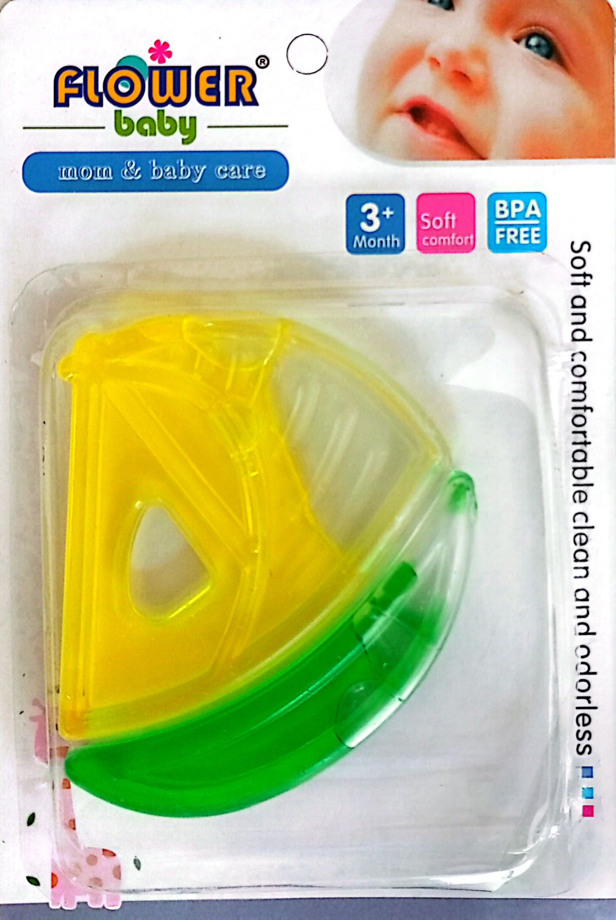 Baby Teether- Yellow & Green 1 Baby Teether- Yellow & Green
