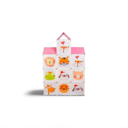 10 Door -Plastic Cloth Storage Organization- Pink & White